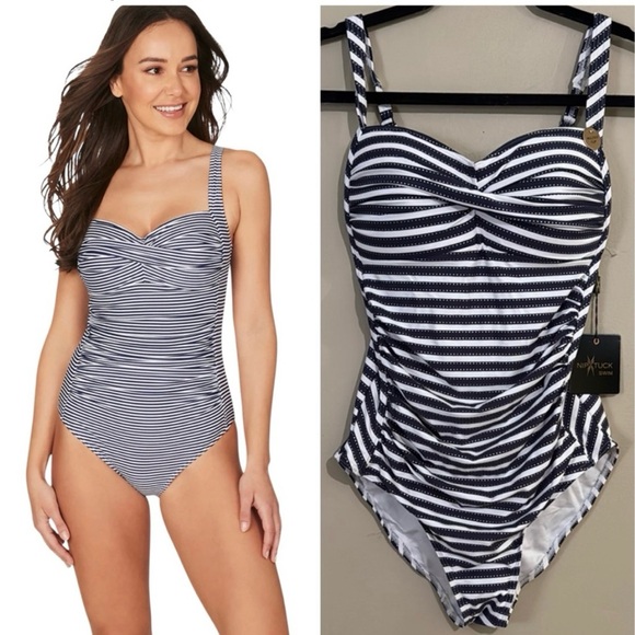 NWT Niptuck Sorrento Striped One-Piece Swimsuit - Picture 1 of 13